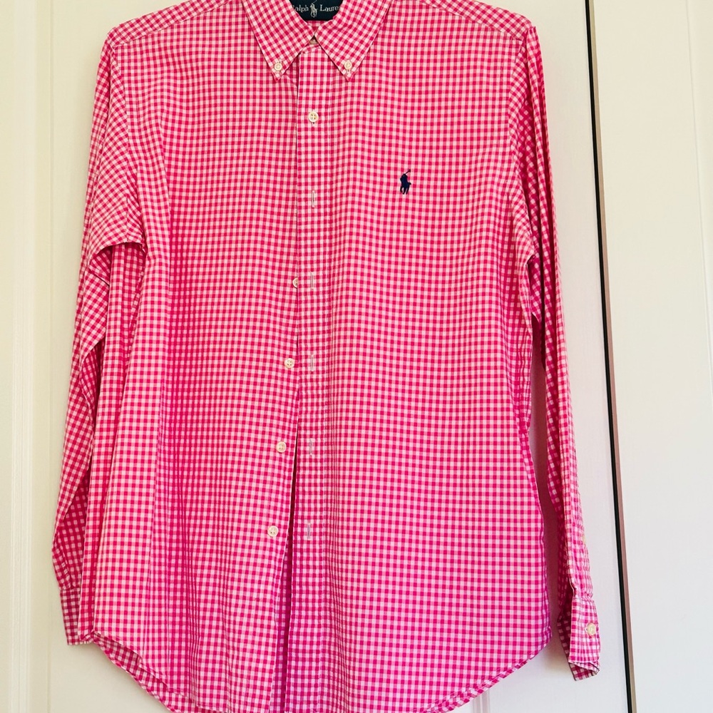 Ralph Lauren Men's Pink Gingham Button Down Shirt